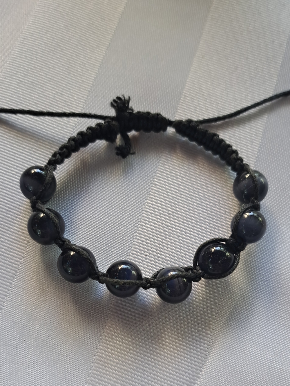 Black Beaded Macrame Men's Bracelet - Unbranded